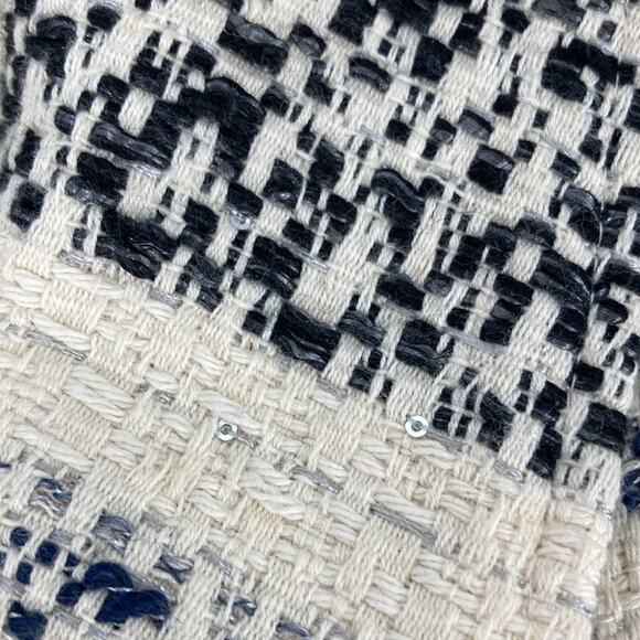 Suzie Winkle Paris Womens Cream Blue Black Striped Jacket Blazer Size 38 - Picture 9 of 16